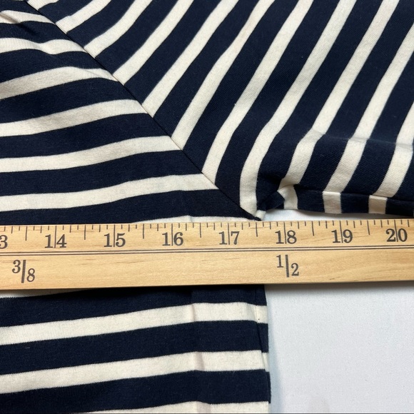 J. Crew Structured Stripe Keyhole Peasant Top in Navy Stripe. - Picture 7 of 11